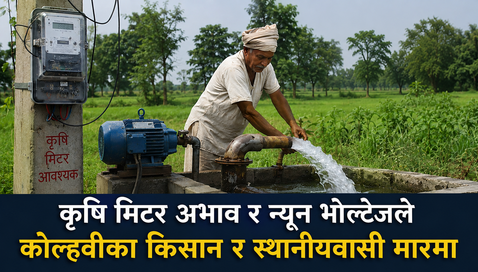 कृषि मिटर अभाव र न्यून भोल्टेजले कोल्हबी ५ का किसान तथा स्थानीयवासी समस्यामा